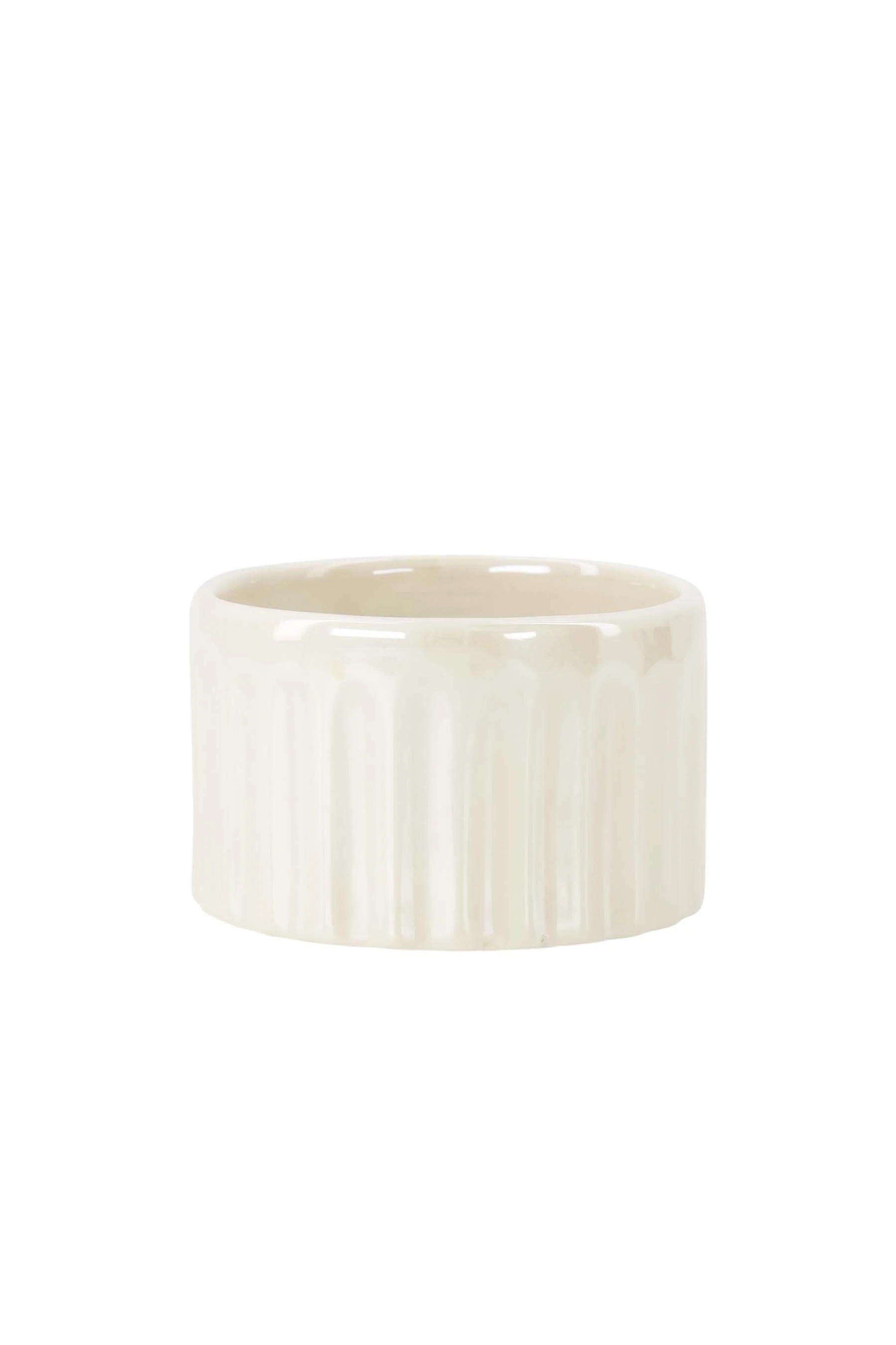 waxinelichthouder keramiek parelmoer ribbel | sand / gold