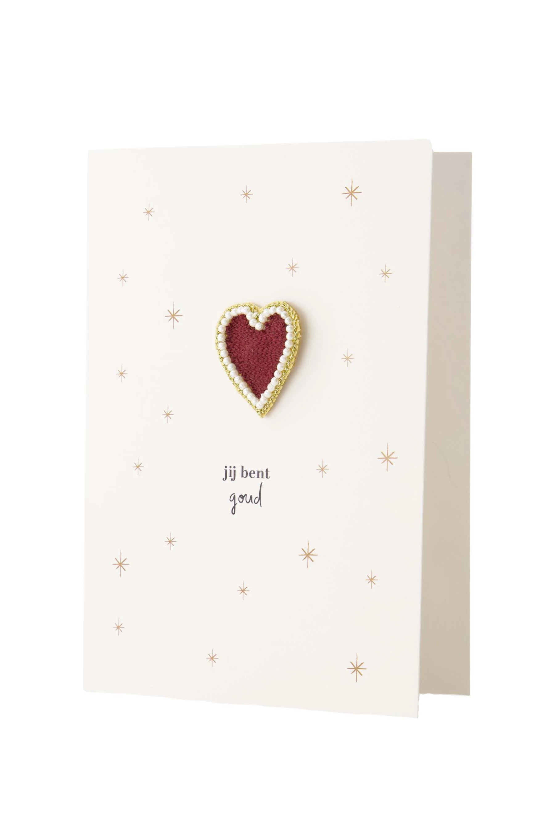 wenskaart broche hartje jij bent goud wit/goud/rood | white / gold / red