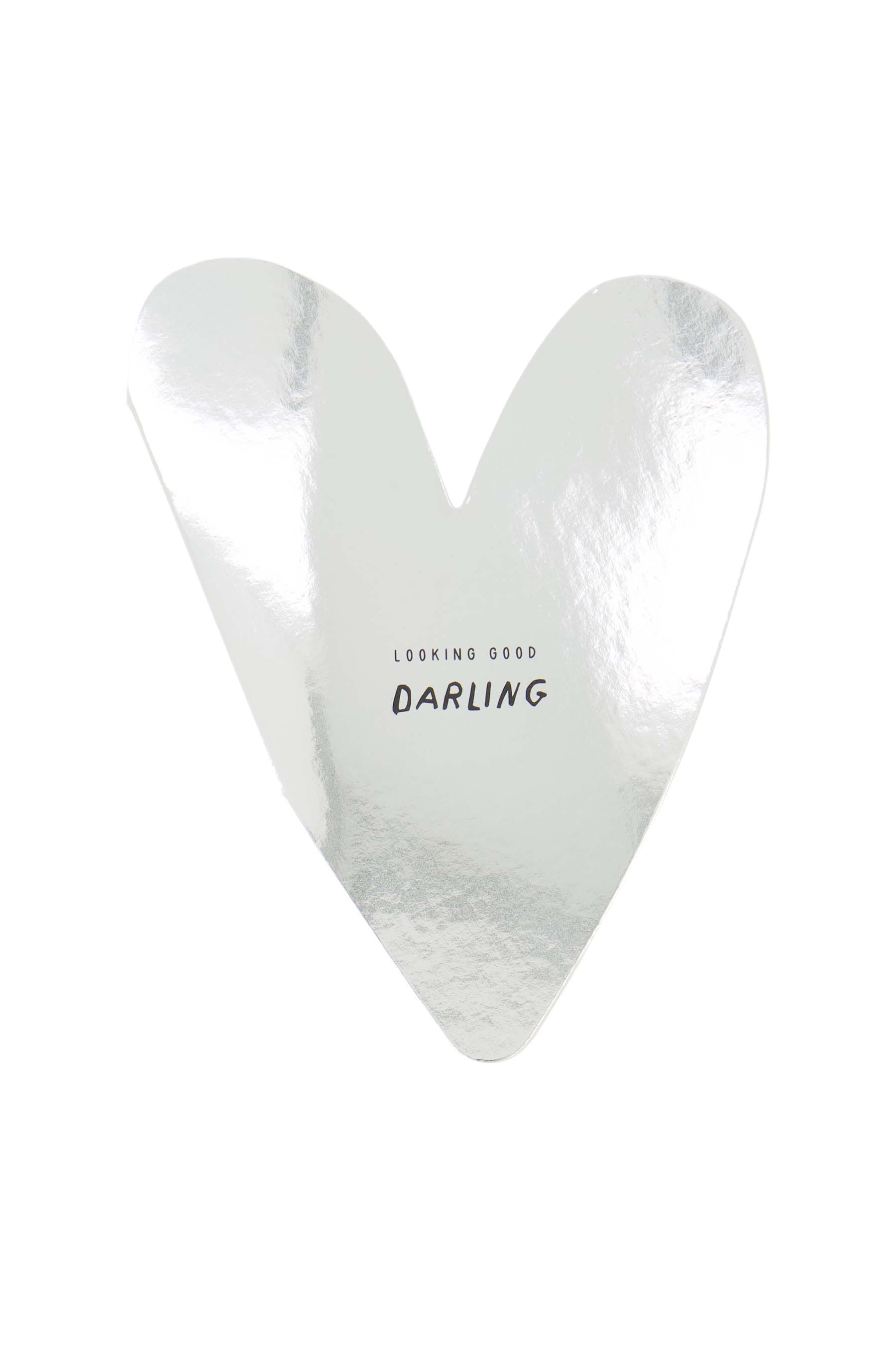 wenskaart darling hartje zilver | silver
