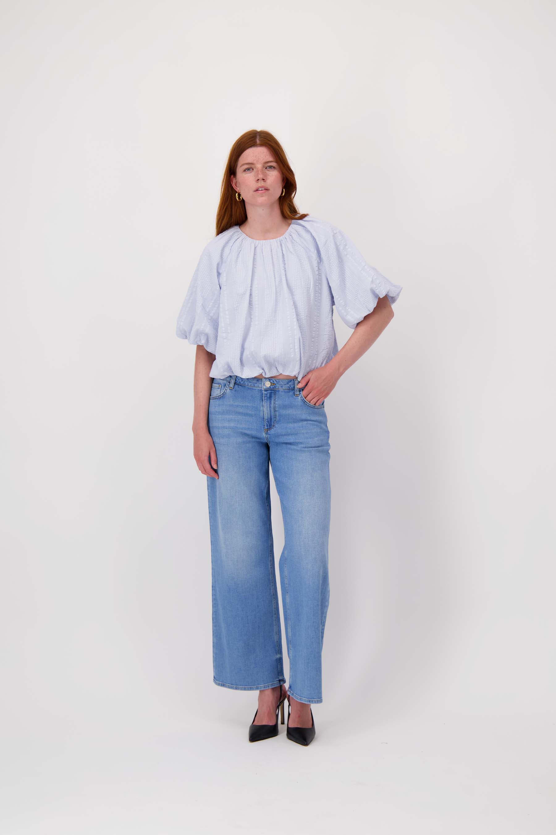wideleg jeans | mid blue denim - Image 3