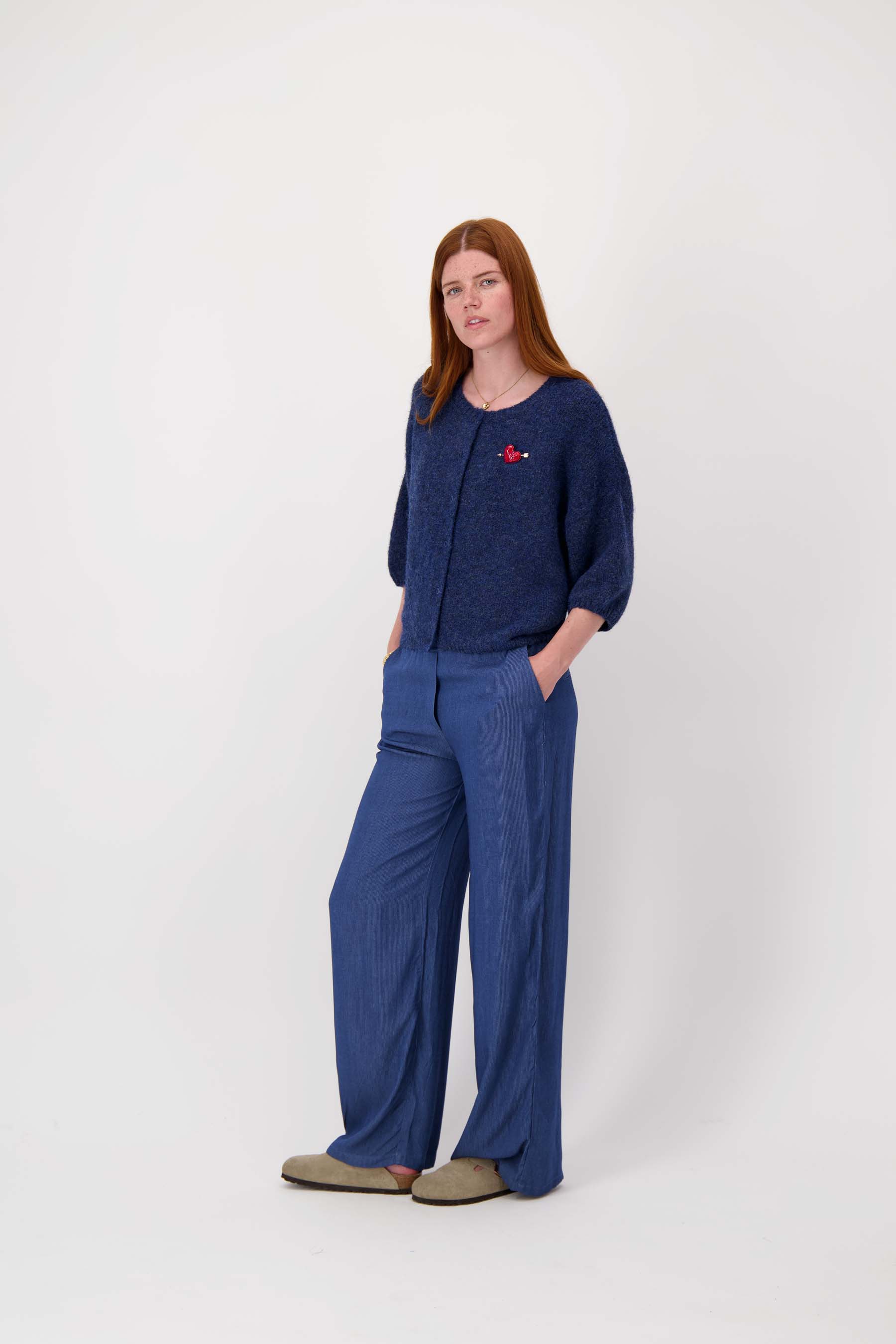 zacht basis vest met vleermuis mouwen en broche | summer navy - Image 3